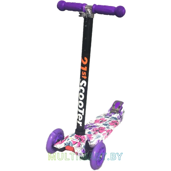Самокат 21st Scooter Maxi VIOLET 036Z фиолетовый, прозрачные колёса